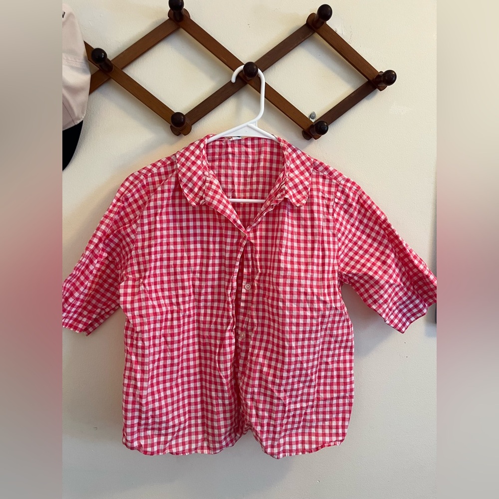 Vintage Red Gingham Button Up - image 1
